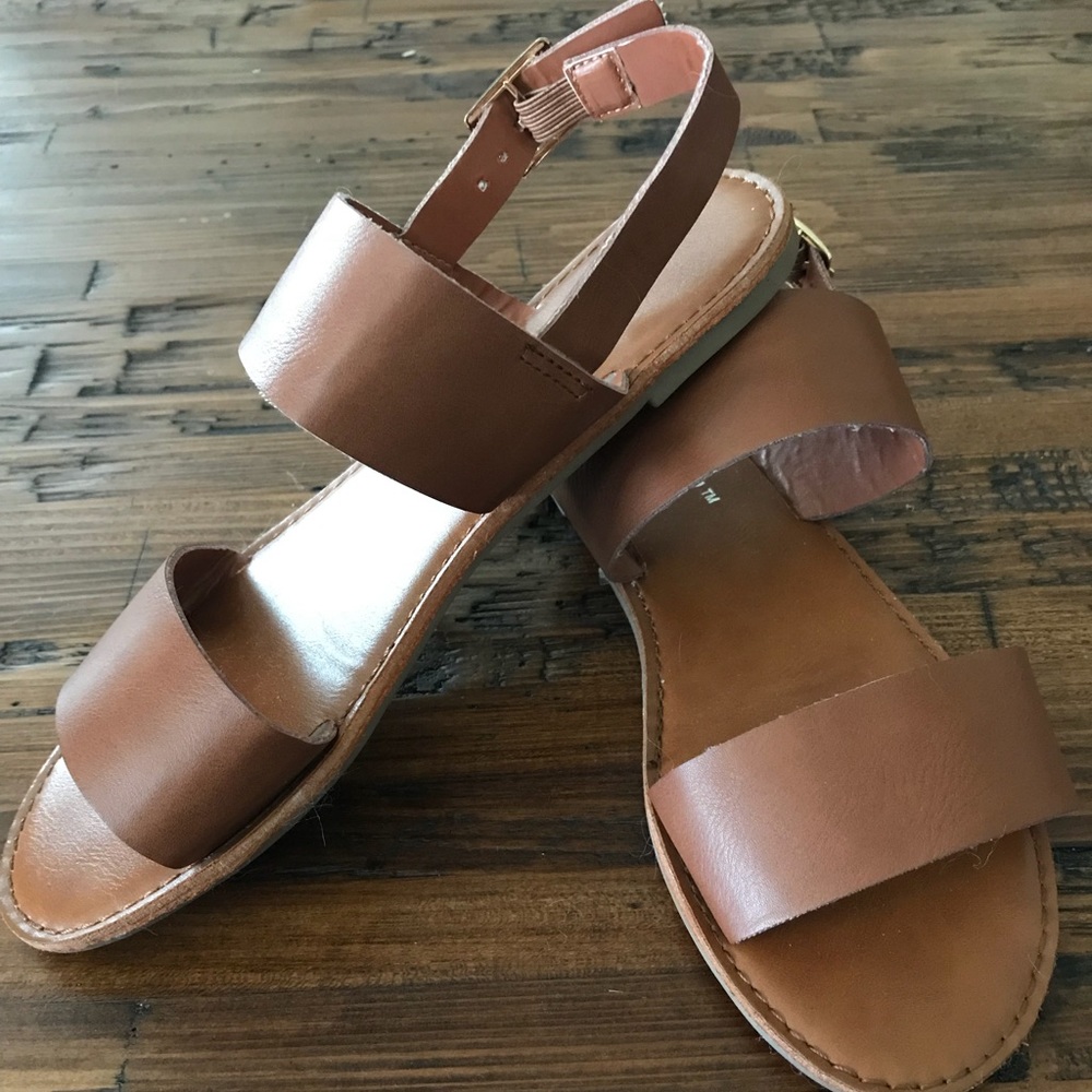 Brown Minimalistic Dual Strap Slingback Sandals